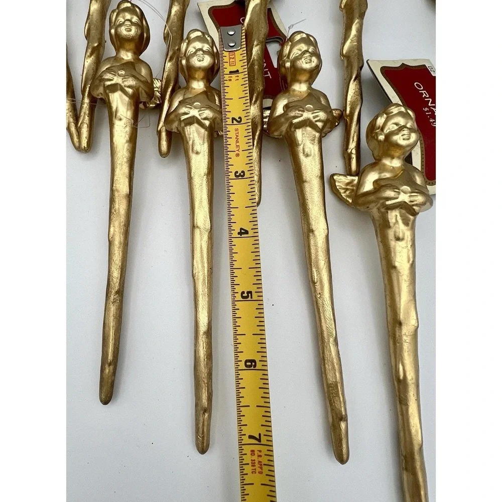 2003 Gold Angel & Virgin Mary Icicle Ornaments 7.5 - 8